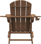 SERWALL Adirondack Chair with Cup Holders - Composite Adirondack Chairs Set of 8 HDPE Outdoor Chairs All Weather Use- Brown