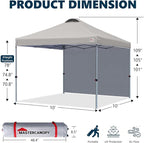MASTERCANOPY Durable Pop-up Canopy Tent with 1 Sidewall (10'x10',Gray)