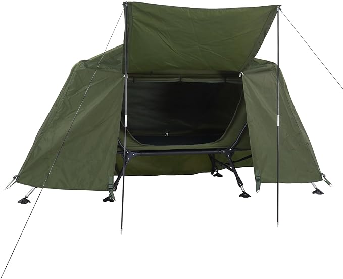Generic Spacious 84.6 * 34.5 * 49.2in Collapsible Camping Tent with Integrated Cot - Portable, Waterproof, and Durable - Ideal for Camping & Hiking - Army Green