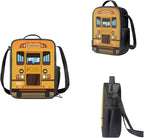 3 Pcs Cartoon School Bus Print Backpack Set with Lunch Bag and Large Capacity Pencil Box, Lightweight Schoolbag for Elementary Kindergarten Students Traveling Camping