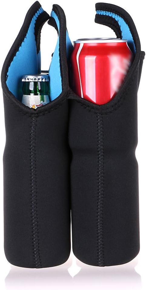 Hipiwe 6 Pack Bottle Can Carrier Tote Insulated Neoprene Baby Bottle Cooler Bag Water Beer Bottle Holder for Travel with Secure Carry Handle
