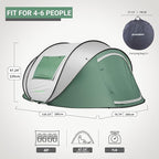EchoSmile Instant Pop Up Camping Tent, 2/4/6 Person, Easy Setup Tent, Water Resistant Dome, Portable with Carry Bag