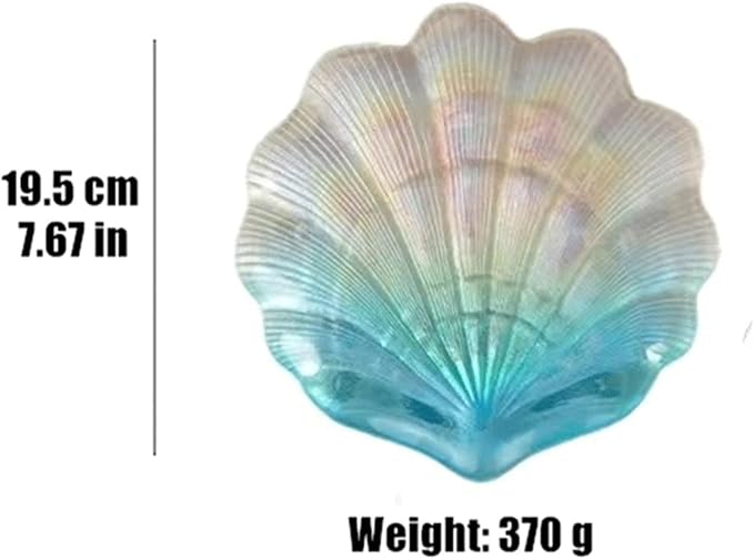 Camping Plates Creative Shell-Shaped Glass Dinner Plate Gradient Color Plate Salad Fruit Plate Dessert Home Kitchen Plate Tableware Decorative Plate(19.5cm)