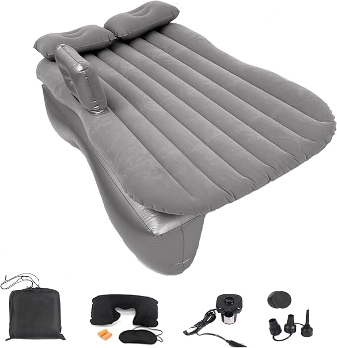 Inflatable Car Air Mattress Back Seat Bed with Air Pump,55 "x 35" Portable Thickened Car Travel Camping Sleeping Air Mattress Blow Up Bed for Car Universal SUV