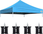 Eurmax USA New 10x10 Pop Up Canopy Replacement Canopy Tent Top Cover, Instant Canopy Top Cover ONLY, Choose 30 Colors,Bonus 4PC Pack Weight Bag (Sky Blue)