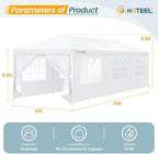 HOTEEL 10x30 Party Tent with 8 Removable Sidewalls for Parties, Weddings, BBQ, Baby Shower, Waterproof Outdoor Event Canopy, Patio Camping Gazebo, Carpas para Fiestas, White