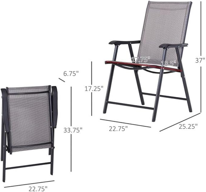 Folding Camping Chairs Set of 4, Portable Outdoor Chairs with Armrests - Heavy Duty Steel Frame, Breathable Mesh, Easy Carry for Camping, Fishing, Concerts