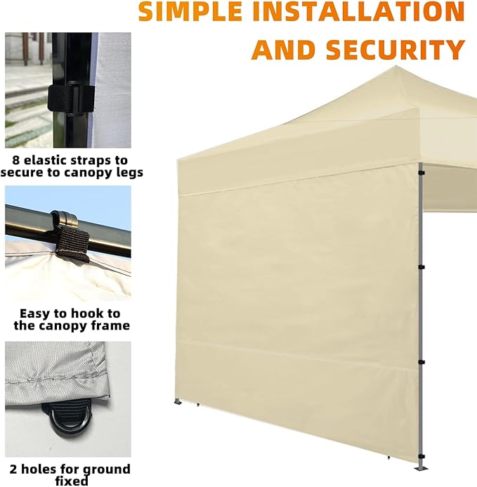 Joramoy Instant Canopy Sidewall 10×10 for Pop Up Tent, Waterproof Sunwall for Straight Leg Canopy with UV Protection, 1 Pack Side Panels Only(10×10, Beige)