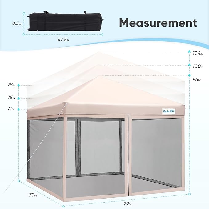 Quictent Pop up Canopy Tent with Mosquito Netting, Easy Set up Screened Gazebo House Room Tent Portable & Waterproof for Patio, Backyard, Camping Or Outdoor Use