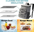 25L Insulated Cooler Backpack – Leak Proof Travel Back Pack Cooler for Hiking, Camping, Beach, Picnic & Outdoor Adventures – Large Capacity Soft Cooler Bag for Men & Women, Keep Food - Drink Cold