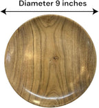 9 Inch Wooden Plate – Handcrafted Natural Wood Serving Dish for Rustic Dining, Camping, Charcuterie, Appetizers, Salads & Decor – Eco-Friendly Round Tableware set of 6