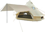 DANCHEL OUTDOOR B2A Portable Bell Tent No Center Pole, 4 Season Yurt with Stove Jack Spacious Interior for 4/8 Person Camping Hiking Glamping 300D Oxford Nylon,13ft/16.4ft Khaki