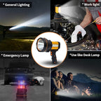 Super Bright Handheld Spotlight Flashlight LED High lumens Rechargeable, Most Powerful Spot Lights Hand held Large Capacity 10000 Long Lasting High Power Searchlight Big Flashlight