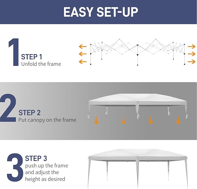 Outvita 10x20ft Pop Up Canopy Tent, Outdoor Instant Shelter Folding Canopy with Carry Bag for Commercial Events, Party, Backyard BBQ, Camping White