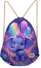 Upetstory Elephant Drawstring Backpack Lightweight Draw String Bag Cinch Sack Pack School PE Kids Bags Travel Storage Pouch for Gym Traveling Yoga Outdoor Sports Active Exercise Fitness