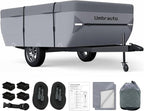 Umbrauto Pop Up Folding Camper Cover Fits 10‘-12’, Upgraded 7 Layers Top Tent Trailer Cover Waterproof Extra Thick Polypropylene Breathable Ripstop Pop Up Folding Trailer Cover