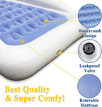 Inflatable Kids Travel Bed Toddler Air Mattress Set,Portable Blow Up Mattress Sleeping Bed Cot with Bed Rails and Electric Pump Ideal for Road Trip