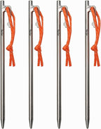 TiTo Titanium Tent Pegs Stakes Lightweight Snowfield Grassland Heavy Duty Tent Nails for Outdoor Camping Hiking and Plant Support Garden Stakes 4pcs/6pcs (7×200mm-4pcs)