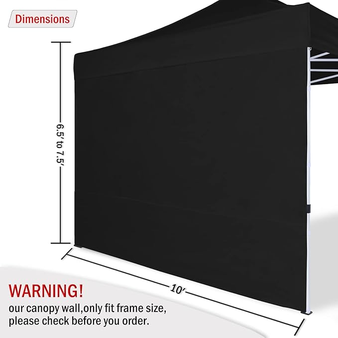 COOSHADE Instant Canopy SunWall 10x10 Canopy SideWall for Pop up Canopy Tent, 1 Pack Sidewall Only, Black