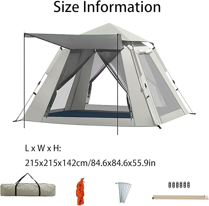 Outdoor Family Tent Weatherproof, Foldable Portable Camping Tent with Carry Bag, Pop Up Waterproof Ventilated Backpacking Tents for Camping, Parks, Picnicking, Traveling
