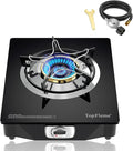 1 Burner Propane Stove 13,600 BTU High-Efficiency Tempered Glass Auto-Ignition Gas Burner Stove Top with CSA Hose for Outdoor RV Camping Emergency Cooking