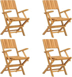 4-Piece Solid Teak Wood Folding Patio Chairs Set 21.7"x24"x35.4" Outdoor Furniture for Poolside Backyard Beach Camping Foldable Lounge Seating