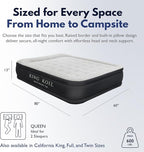 King Koil Premium Luxury Plush Pillow Top Queen Size Air Mattress with Built-in High-Speed Pump for Home, Camping, Guests, Inflatable Double High Blow Up Airbed, Durable Waterproof, 1-Year Warranty