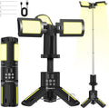 Portable Camping Lights with Stand, 5000LM Rechargeable LED Flashlight, 9 Color Modes, Collapsible Camping Lantern Tent Light with Magnetic Base for Power Outages, Camping & Emergency(Black)
