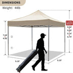 10x10 Durable Pop Up Canopy Tent with Sidewalls, Waterproof Attachable Tent Wall, Privacy Shade for Outdoor Events, Camping, Farmers Market (Khaki)