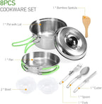 Camping Cookware Camping Cookware Mess Kit Backpacking Hiking Picnic Outdoor Cooking Pot and Pan Set Cookset Tableware Cutlery Utensil Set