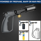 Sondiko Powerful Propane Torch Gun, Cooking Torch for BBQ, Sous Vide, Charcoal Starter and Steak Searing, Adjustable Blow Torch, Best Father's Day Gift, Gray & Black(Propane Tank Not Included)