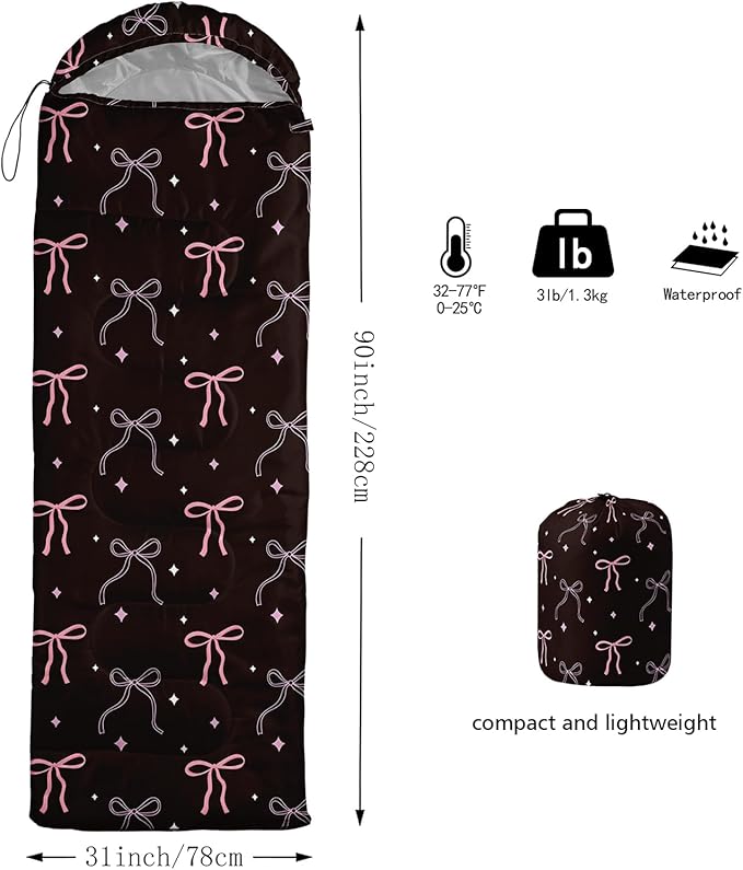 QOOMO Camping Sleeping Bags,3 Season Warm & Cool Weather,Lightweight,Waterproof Sleeping Bags for Adults & Kids,Traveling,and Outdoors,Camping Gear Equipment
