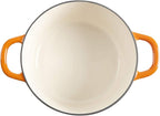 Crock-Pot Artisan 5-Quart Round Enameled Cast Iron Dutch Oven – Sunset Orange, Durable Heavy-Duty Cookware for Slow Cooking, Roasting, Baking with Lid