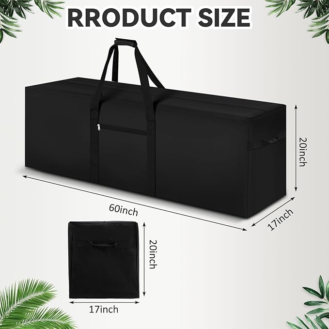 60 x 17 x 20 Inch, 332 L Extra Large Duffle Bag Camping Tent Storage Bag Heavy Duty Waterproof Sports Equipment Carrying Case for Tent Pole Travel Canopy Hammock Tripod Fishing Outdoor Moving