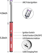 VEHHE Lighter, Rechargeable Candle Lighter Camping Lighters with Safety Switch Flexible Neck LED Battery Display, Arc Long Lighters for Candle Cooking BBQs Fireworks