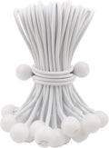 Ball Bungee Cords 25 Pcs, 6 Inch Bungee Cords with Balls, Small Bungee Cords Heavy Duty Outdoor, Bungee Balls for Tarp Tie Down Tarp Camping Tents (White)