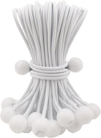 Ball Bungee Cords 25 Pcs, 6 Inch Bungee Cords with Balls, Small Bungee Cords Heavy Duty Outdoor, Bungee Balls for Tarp Tie Down Tarp Camping Tents (White)