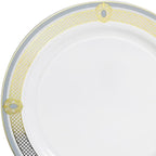 " OCCASIONS " 50 Plates Pack (25 Guests)-Wedding Party Disposable Plastic Plate Set -25 x 10.25'' Dinner + 25 x 7.5'' Salad & Dessert plates (Royal in White/Blue & Gold)