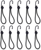 Bungee Cords Heavy Duty Outdoor by Garloy,10 Pcs Mini Bungee Cords with Hooks,Durable Rubber Canopy Ties Ideal for Tarps Tents Wire Racks and Other Camping Accessories