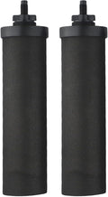 NSF Certified Activated Carbon Water Filter Elements, 2-Pack Coconut Shell Cartridges for Outdoor Camping and Hiking, Removes Sediment Rust Heavy Metals, 2.25x9.75 Inch, Black