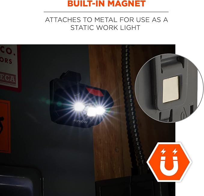 Ergodyne - 60197 Skullerz 8987 Rechargeable Universal Hard Hat LED Light, orange
