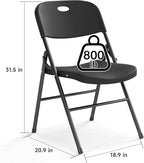 90 Pack Folding Chair, 800 Weight Limit Heavy Duty Plastic Folding Chair Portable Seating for Indoor Outdoor Events, Wedding, Party, Restaurant, Meeting Room Black
