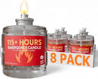 GasOne 115+ Hours Emergency Candle Set – 8-Pack Liquid Candles – Clean Burning, Unscented Long-Burning Candles for Ambient Lighting, Power Outages, Camping & Blackouts