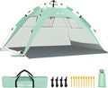 Glymnis Pop Up Beach Tent Sun Shade Shelter for 3-4 Person with UPF 50+, Lightweight & Easy Setup, Vent Windows & Zippered Door, Extended Floor Family Instant Beach Tent