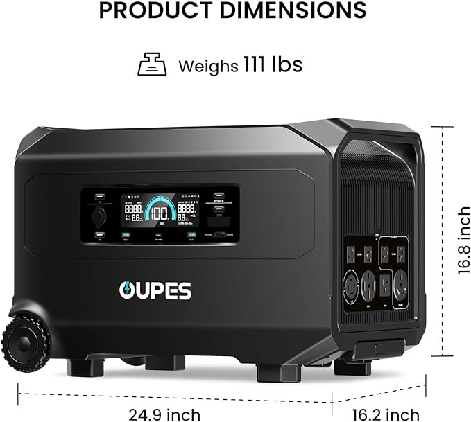 OUPES Guardian 6000 Ultimate Power System: 9216Wh Dual Battery Station with 6000W Output, 4x240W Solar Panels (960W), 120V/240V Dual Voltage for Complete Energy Independence & Home Backup