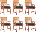 Patio Dining Chairs,Bistro Chair,Camping Chair,Armchair,Outdoor Chairs,Beach Chair,Fishing Chairs,Barbecue Chairs,for Deck, poolside,Camping,Beach,Campsite, 6 pcs with Cushions Solid Acacia Wood