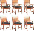 Patio Dining Chairs,Bistro Chair,Camping Chair,Armchair,Outdoor Chairs,Beach Chair,Fishing Chairs,Barbecue Chairs,for Deck, poolside,Camping,Beach,Campsite, 6 pcs with Cushions Solid Acacia Wood