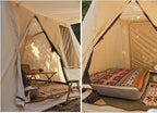 UNISTRENGH Waterproof Cotton Canvas Cabin Tent 4 Season Outdoor Family Camping Tent Shelters with Awning & Extra Wide Mesh Doors