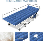 Camping Cot with Comfortable Mattress 2 Pack Blue and Purple Cots for Sleeping Camping Bed Folding Cot Guest Bed Easy to Setup Sturdy with Carry Bag for Indoor Outdoor