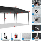 COBIZI 10x20 Pop Up Canopy Tent Commercial Instant Shelter with 6 Sidewalls, Durable Waterproof Portable Gazebo UPF 50+ for Outdoor Party, Wedding, Vendor Events (Black)